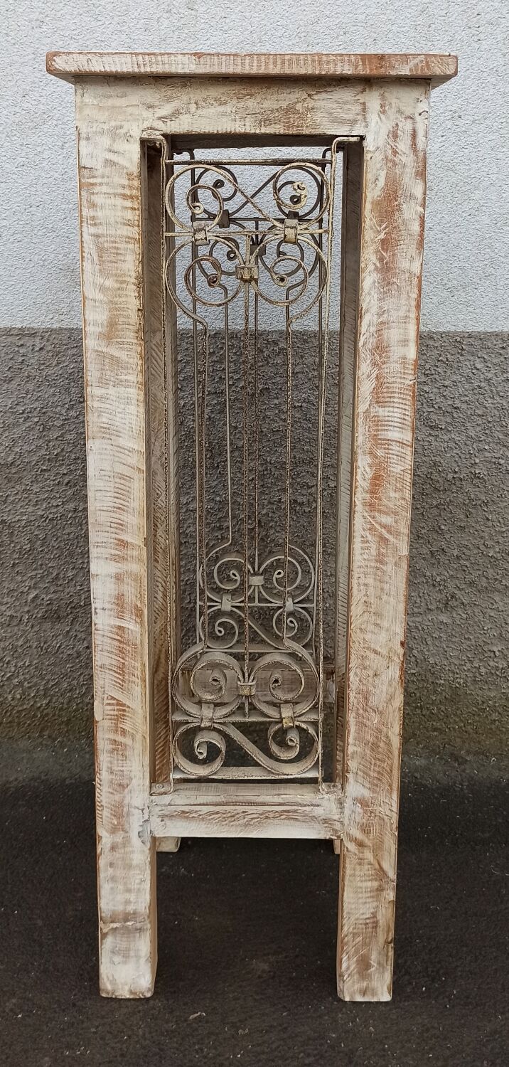 Guéridon ancien en bois et fer forgé