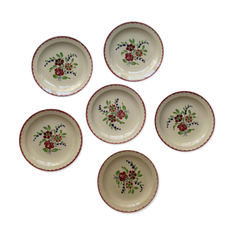 Lot de 6 assiettes plates Sarreguemines Ermont