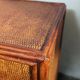 Rattan chest of drawers with one large drawer and two hinged doors - mahogany color