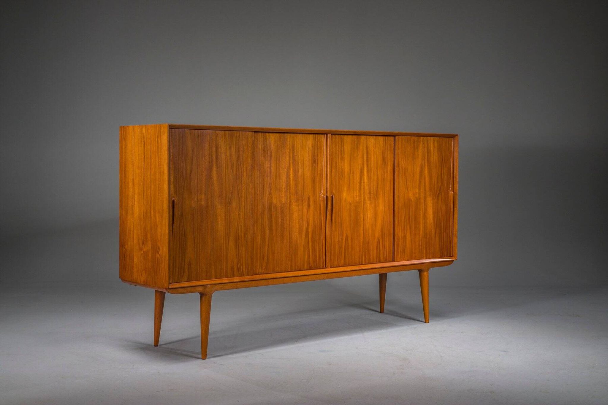 Model 19 teak highboard by Gunni Omann for Omann Jun, Denmark, 1960s