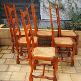 6 mulched chairs, sheep's bone, solid wood