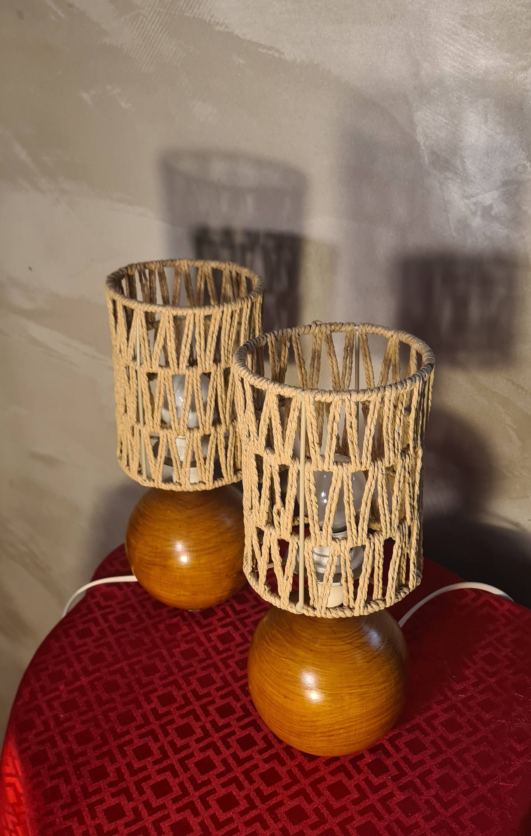 pair of Scandinavian style bedside lamps, vintage design, 30x12 balls