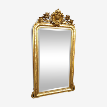 Miroir XIXème environ 1870 doré à la feuille d'or