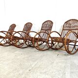 Vintage bamboo rocking chairs, 1960s, set of 4