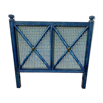Vintage 80s canning bed and blue tinted rattan