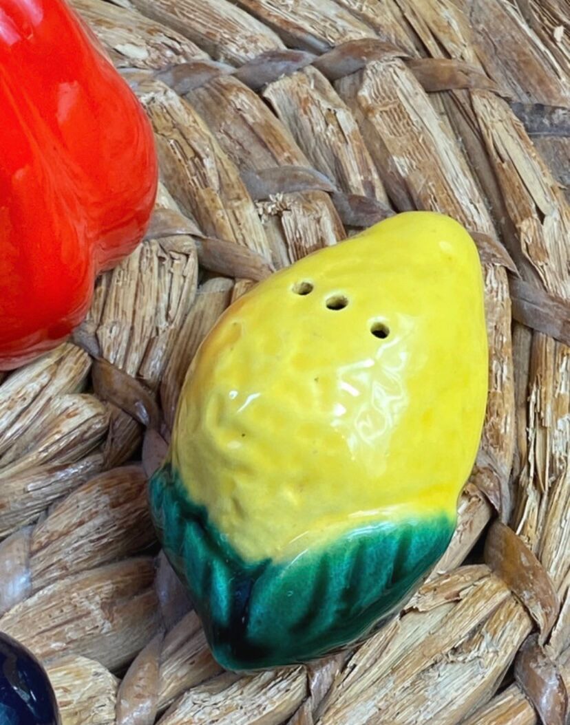 Salt and pepper shakers vegetable ceramic Vallauris