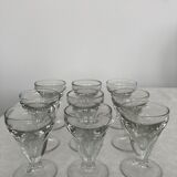 Set of 9 old glasses thick conical bottom