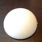 Half moon ceiling lamp in vintage white opaline 60/70s