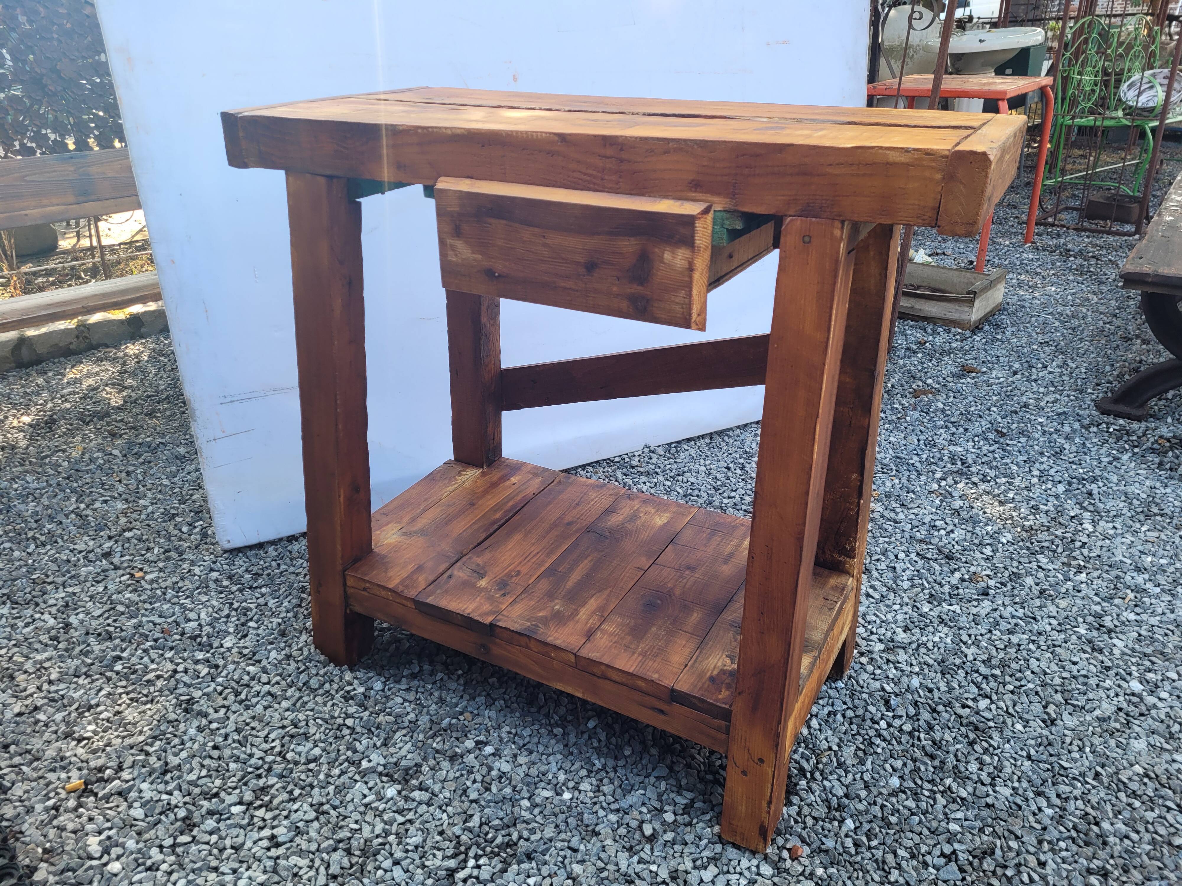 Wooden workbench 101×90cms with 1 drawer