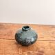 Glazed Engraved Bowl Vase with Geometric Flowers, Popular Art from the 50s