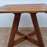 Square table in art deco style in oak, removable