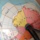 Girard Barrère cardboard globe with tripod foot /vintage 50-60s