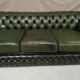 3-seater green leather Chesterfield sofa