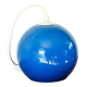 Spherical pendant light in royal blue opaline design 1970