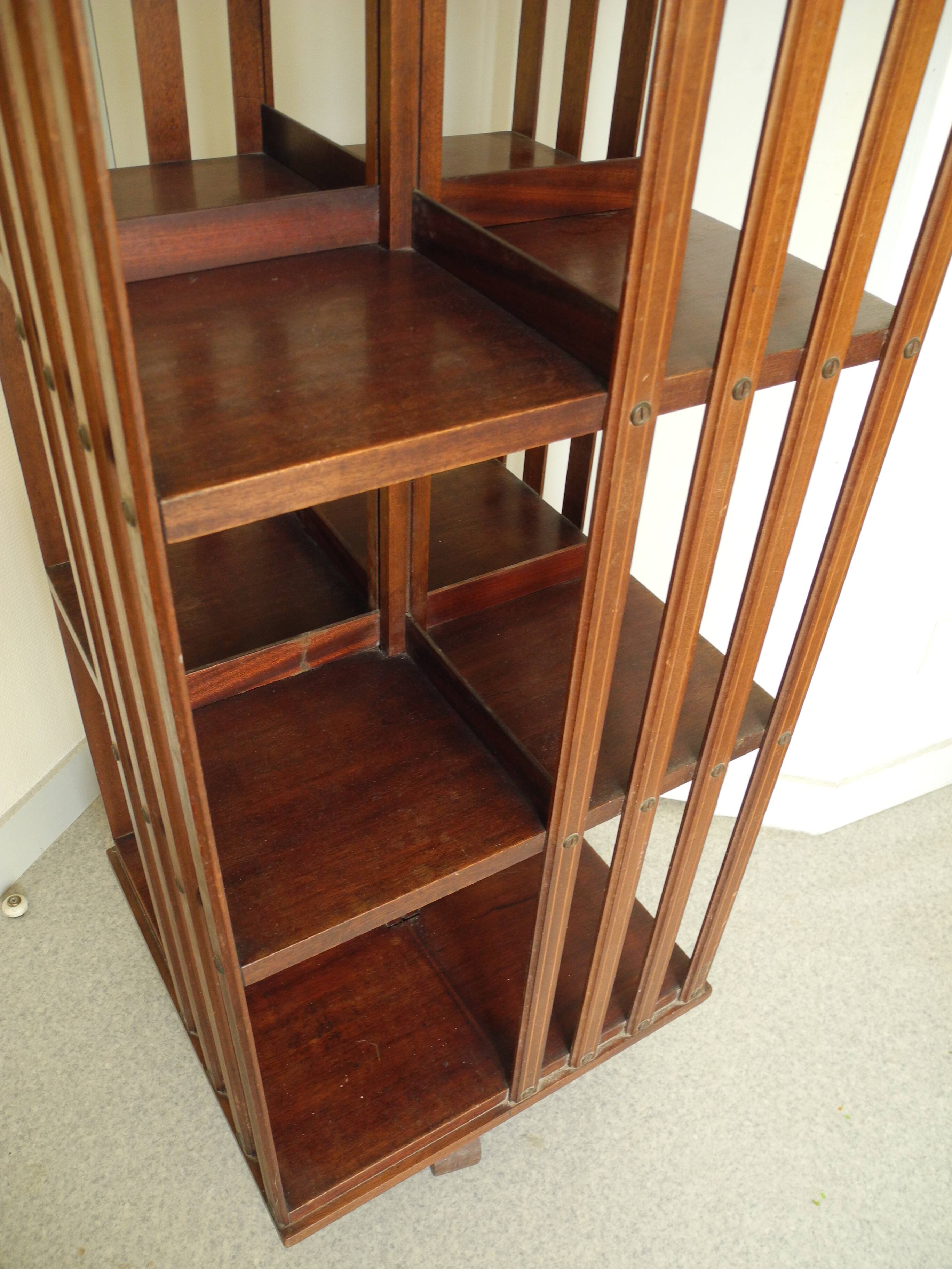 Old pivoting bookcase 3 shelves vintage furniture old furniture