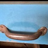 Wooden commercial workshop furniture with 4 drawers and 2 hinged doors - original patina