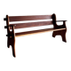 Dark brown solid wood Brutalist 3-seater bench — sculptural mid-century seating (1960s/70s)