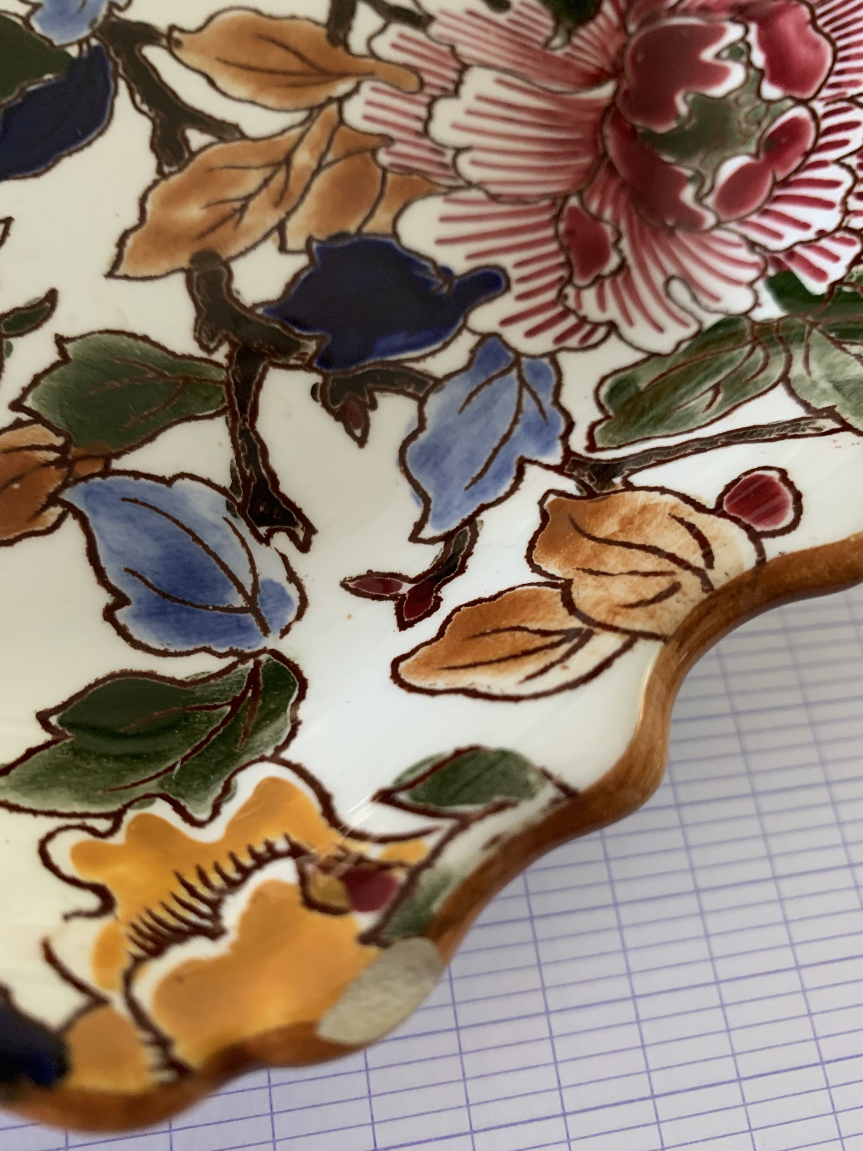 Collection plate gien france peonies, hand painted, vintage