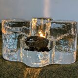 Brutalist cut glass candle holder