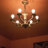 vintage 6-light chandelier, vintage suspension, ceiling lamp, interior decor