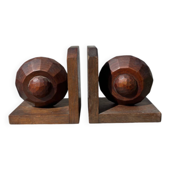 Art Deco wooden bookends