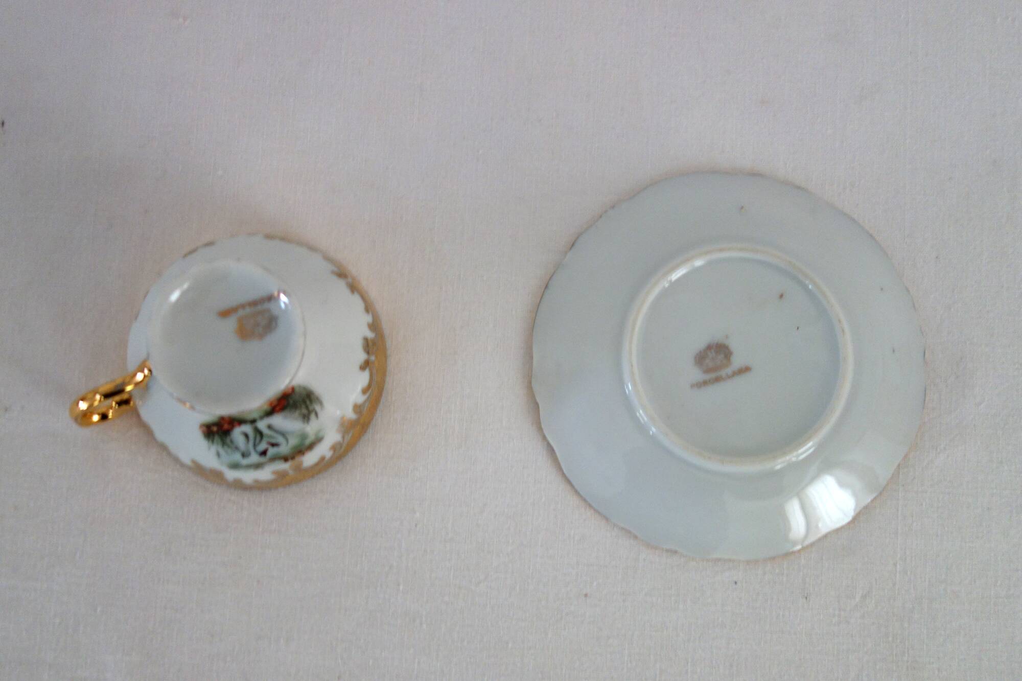 Coffee service 6 cups Swan Lake vintage Italian porcelain