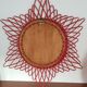 Miroir soleil rotin 1960 23x23cm