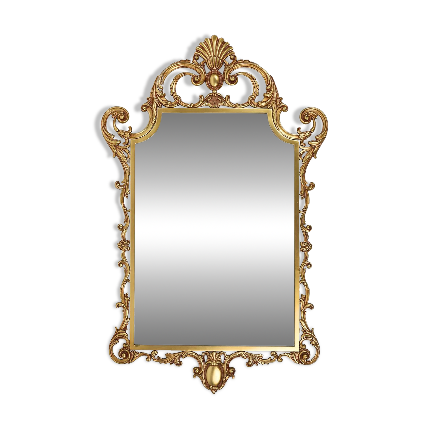 Solid copper 20th Century French Louis XV style beveled wall mirror