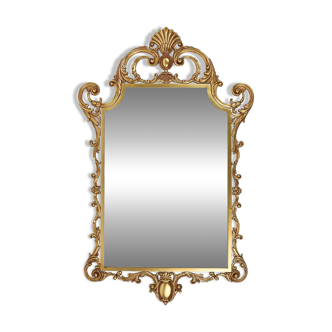 Solid copper 20th Century French Louis XV style beveled wall mirror
