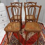 Suite of 4 chairs of Bistrot cannage Japy Frères 1920s
