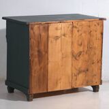 Antique painted pine chest of drawers – European rustic green chest of drawers – circa 1900