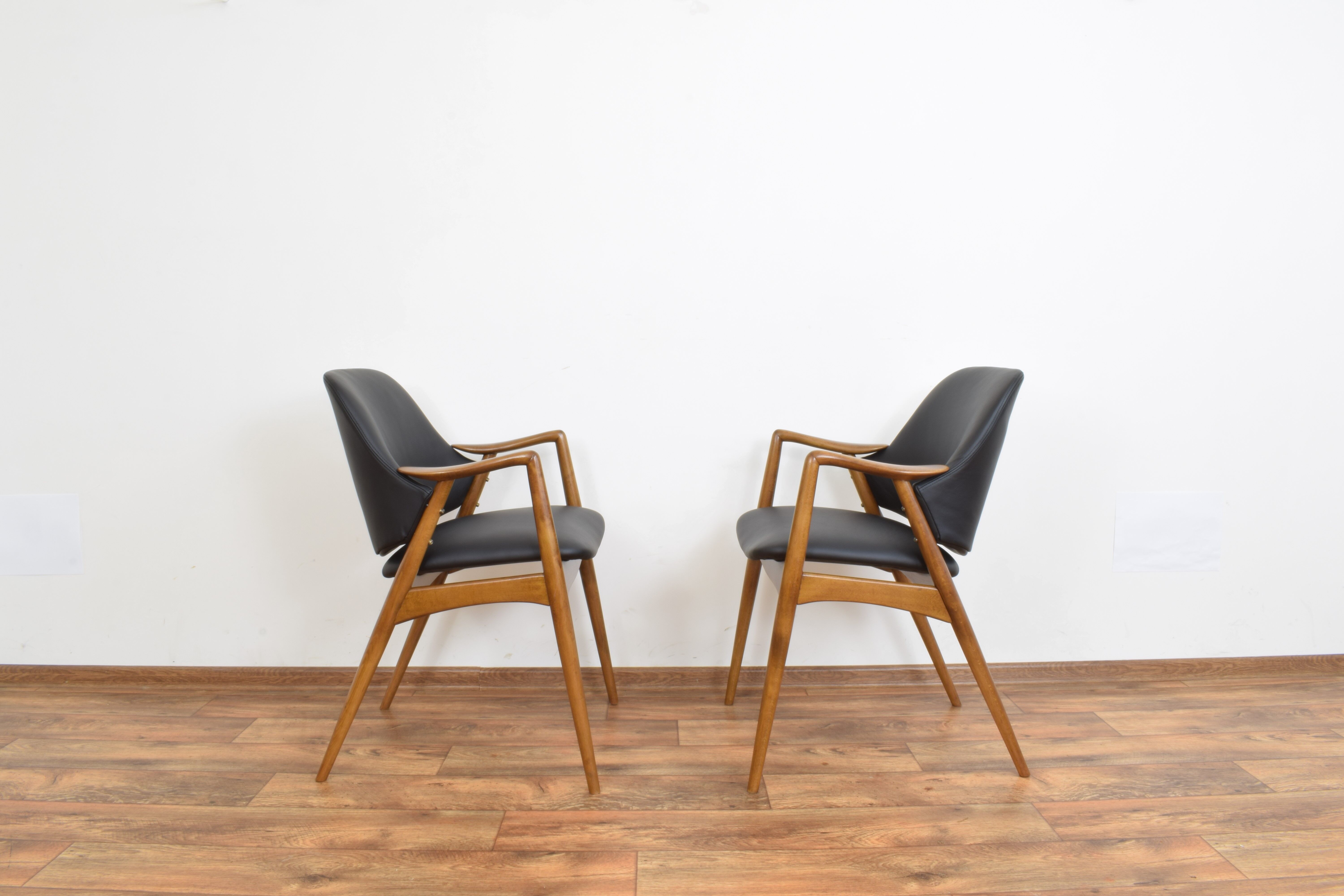 Swedish Leather Office Chairs by Alf Svensson for Dux, Set of 2