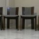 Wood and tweed chairs by Acerbis International, Italy, 1980s, set of 4.
