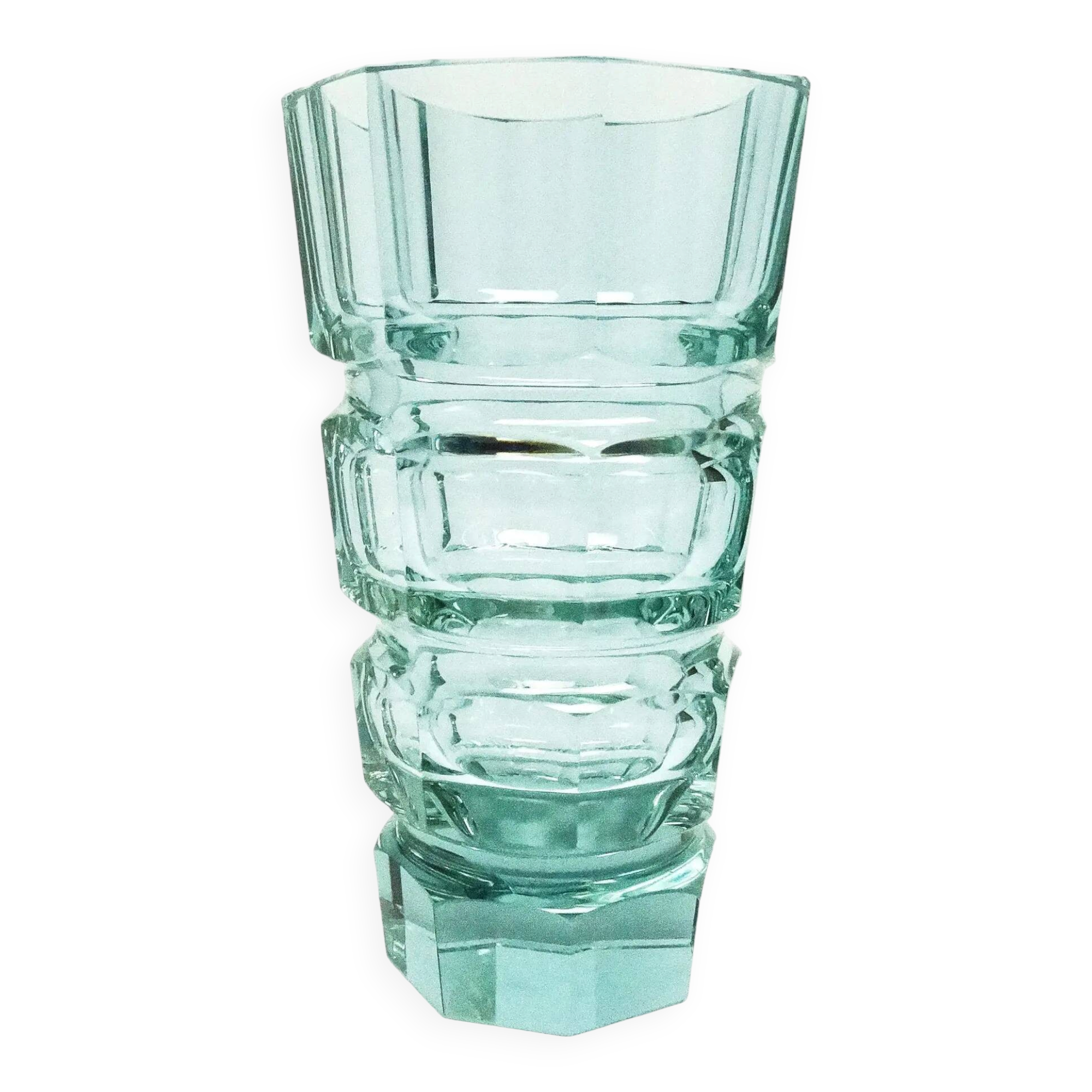 Vase Art Déco, verre alexandrite, design de J. Hoffmann, Moser, Tchécoslovaquie, années 1930