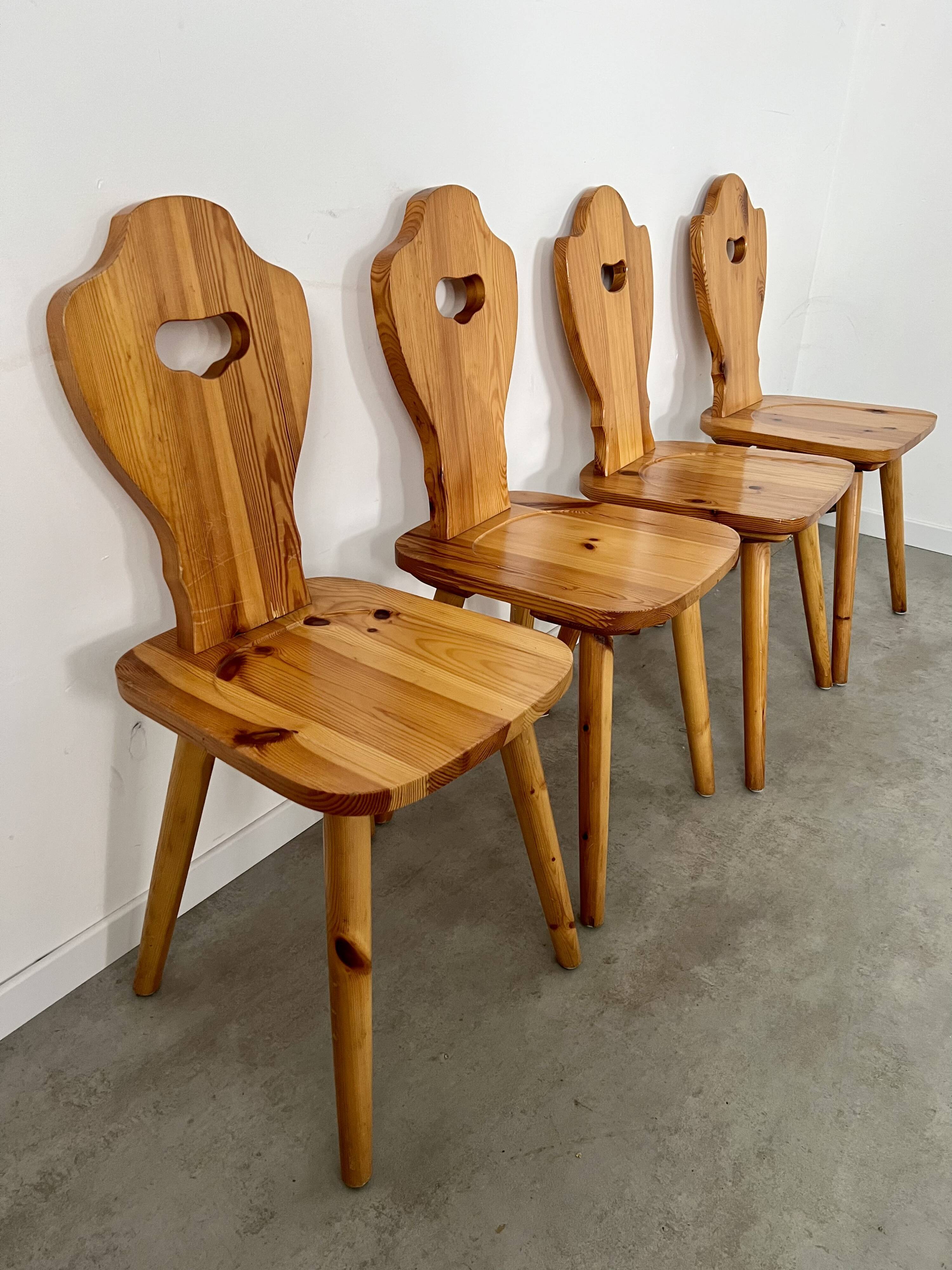 Lot 4 old farm chairs 60 vintage years