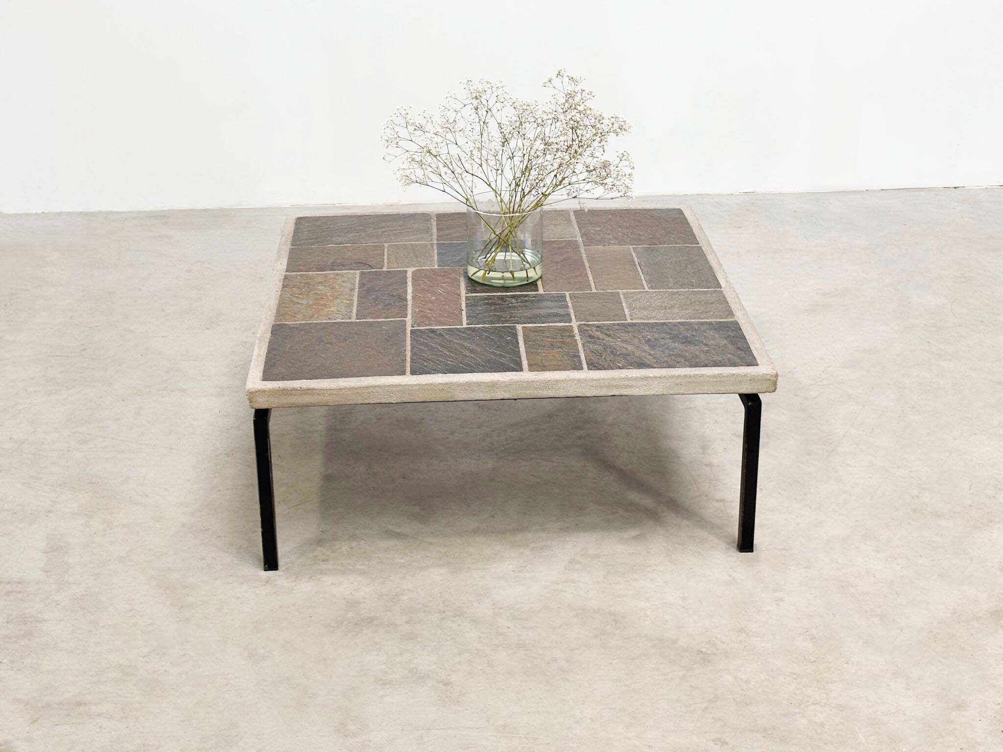 Brutalist square coffee table by Paul Kingma