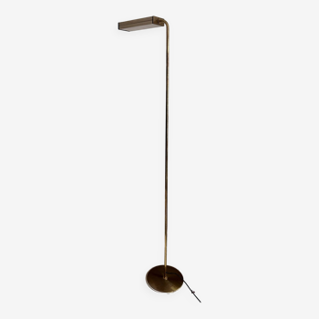 Vintage floor lamp, solid brass and cream lacquered metal, Italy 1970s