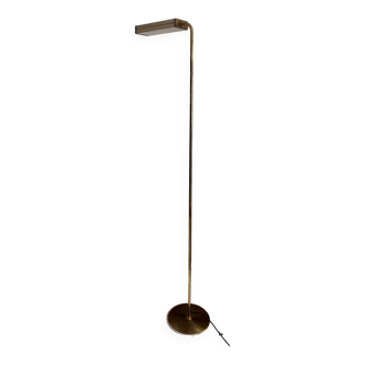 Lampadaire vintage, laiton massif et métal laqué crème, Italie 1970