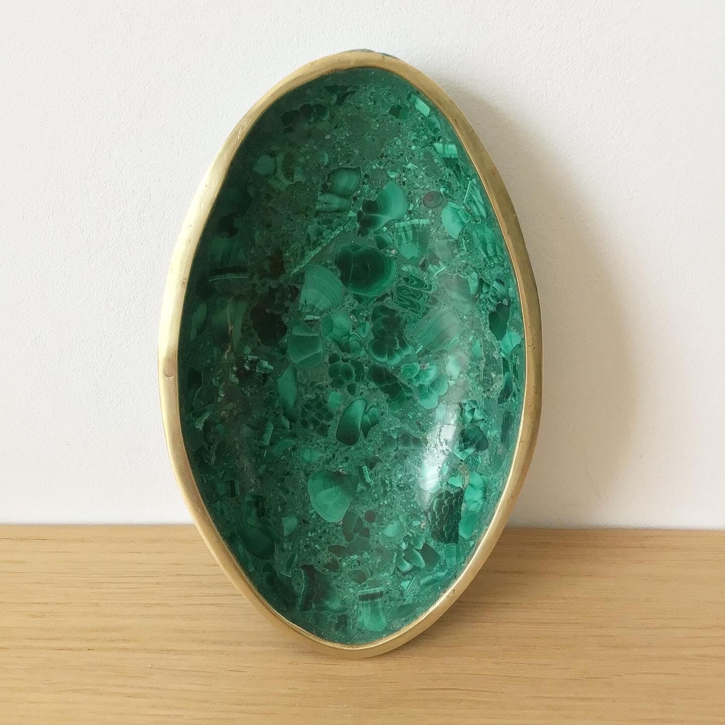 Vintage cup in malachite and brass
