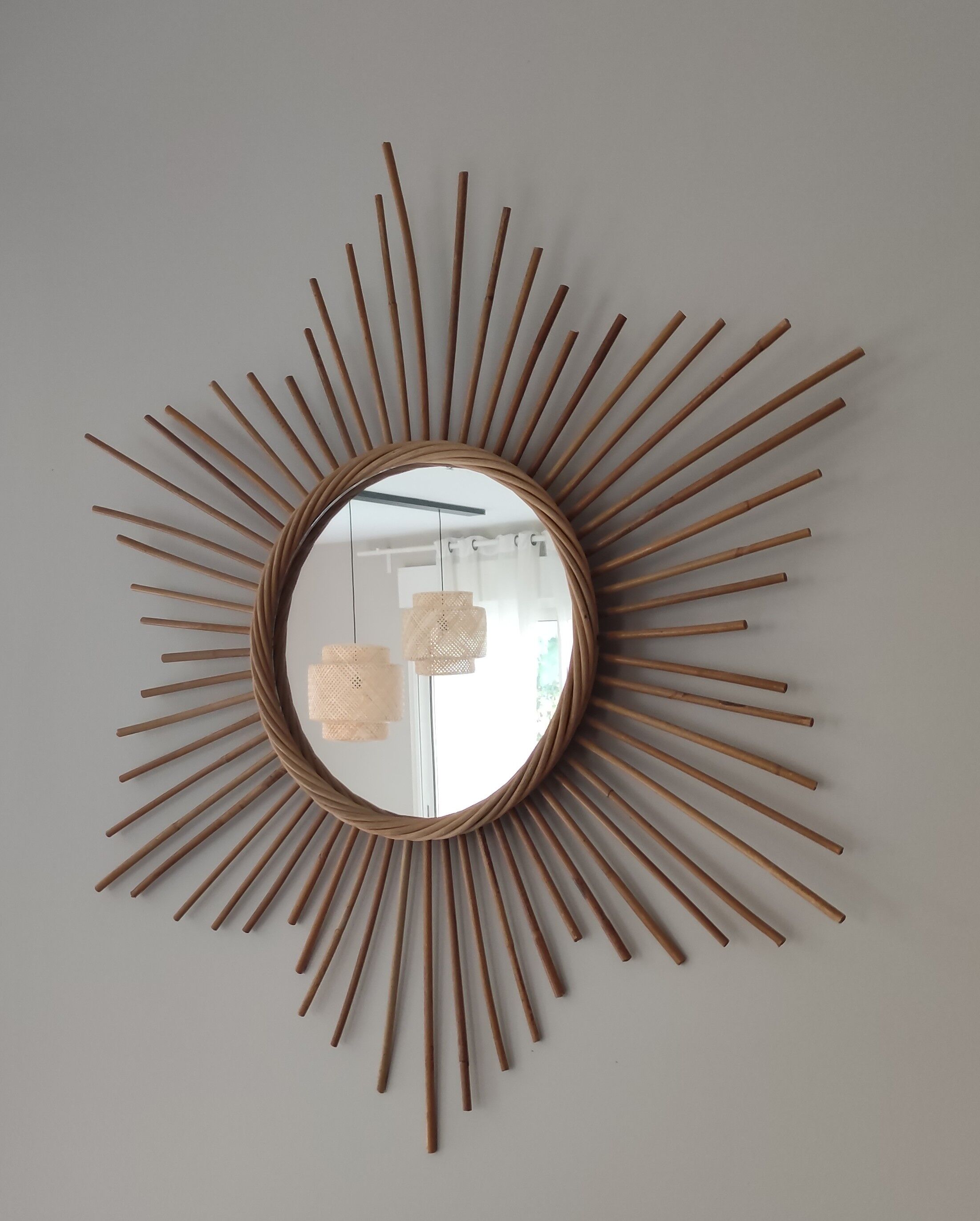 Miroir vintage en rotin 60x70cm