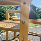 Pair of vintage armchairs wood and Scandinavian cannage