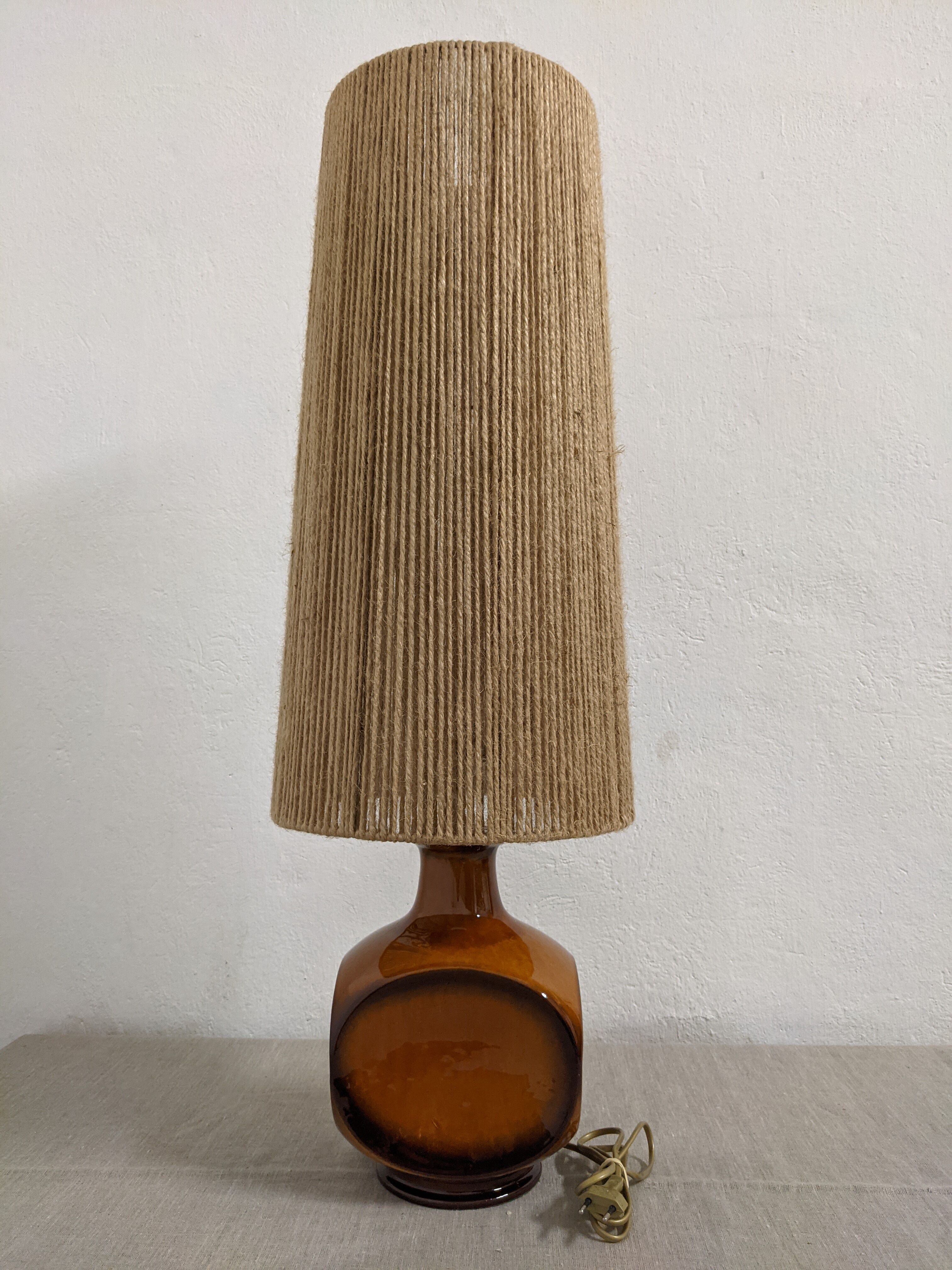 Vintage ceramic lamp and jute rope