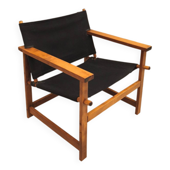 wooden chair and stretched fabric from the manufacturer Hyllinge Mobler, Denmark