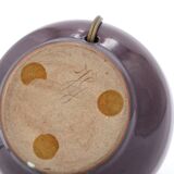 Purple ceramic lamp, silk lampshade, 70s