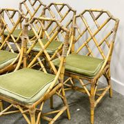 Set of six English "Invincible" bamboo and rattan chairs by Angraves, 1970s