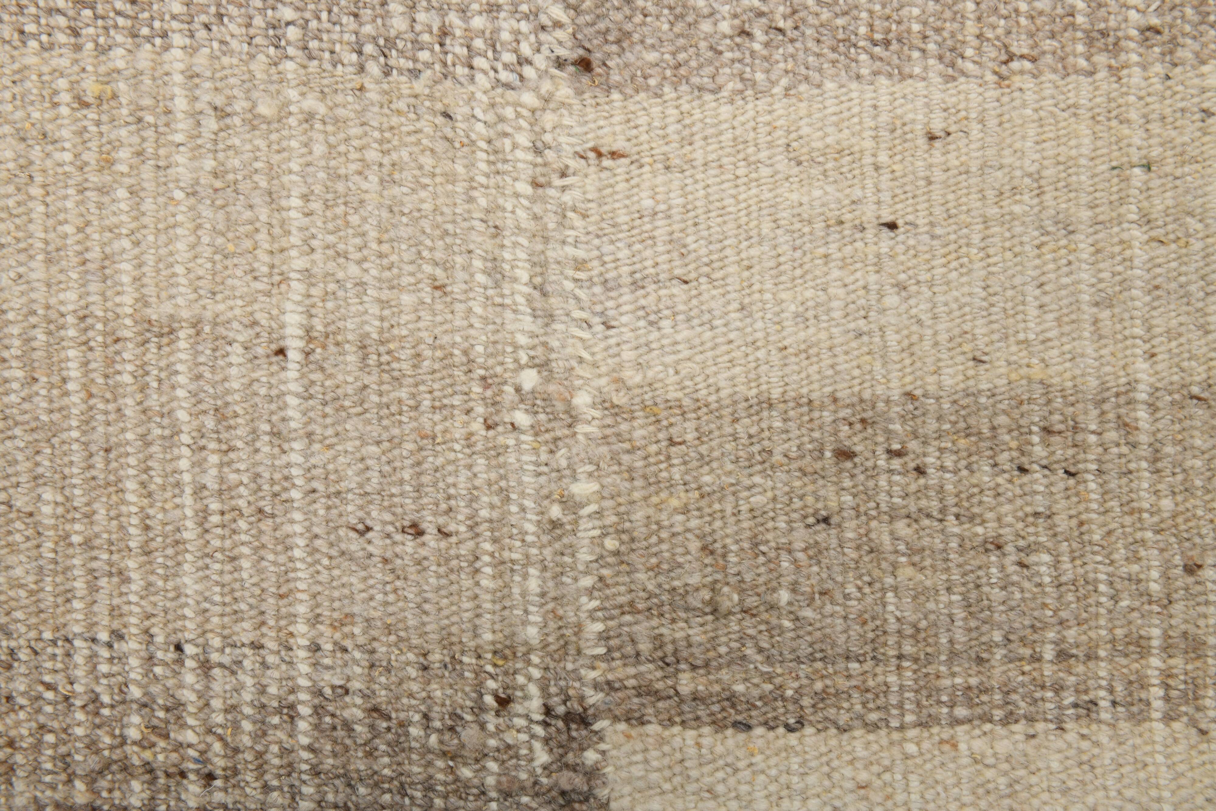 Striped Pattern Brown & Cream Vintage Kilim Rug, 220x300Cm