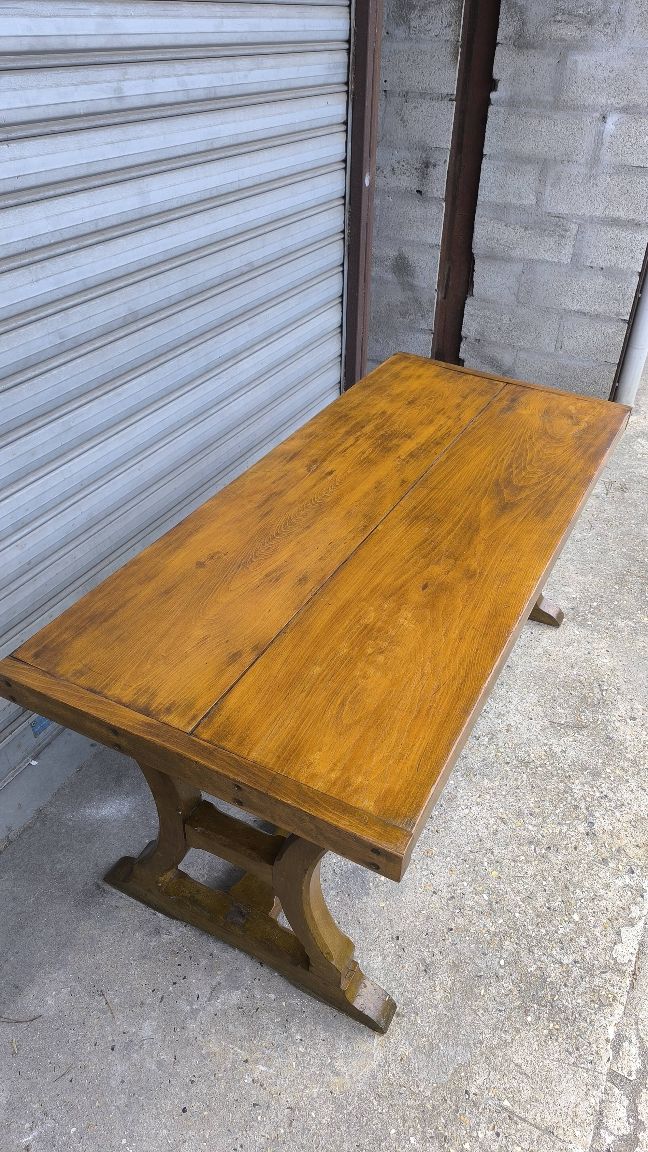 Solid elm farmhouse table, 1920