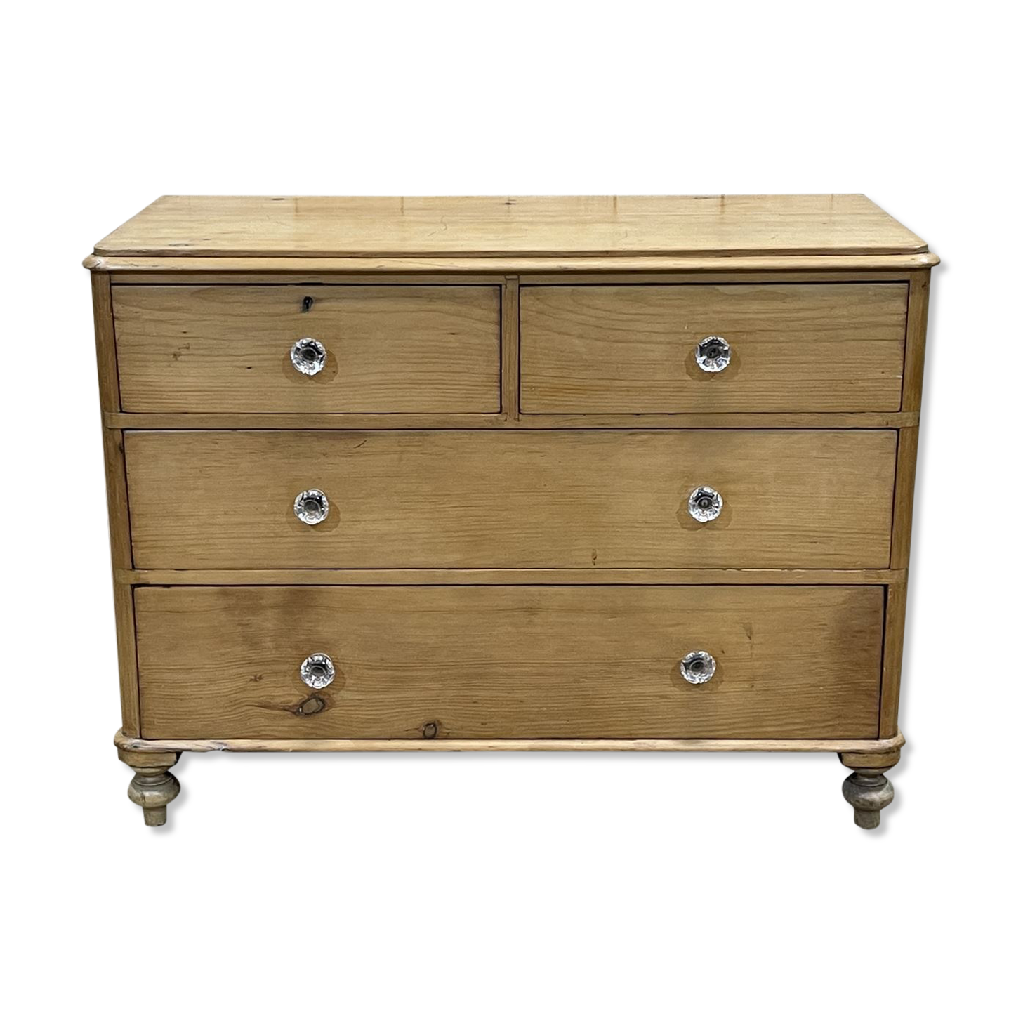 Nineteenth century Victorian chest of drawers in fir and glass buttons