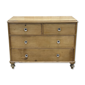 Nineteenth century Victorian chest of drawers in fir and glass buttons