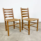 Set of two vintage Farmhouse chairs with cane seating